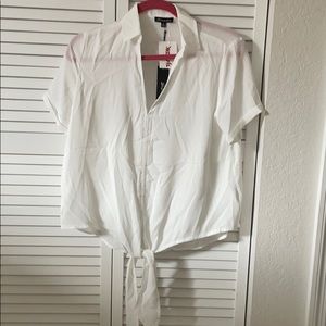 White Collar Tie Blouse